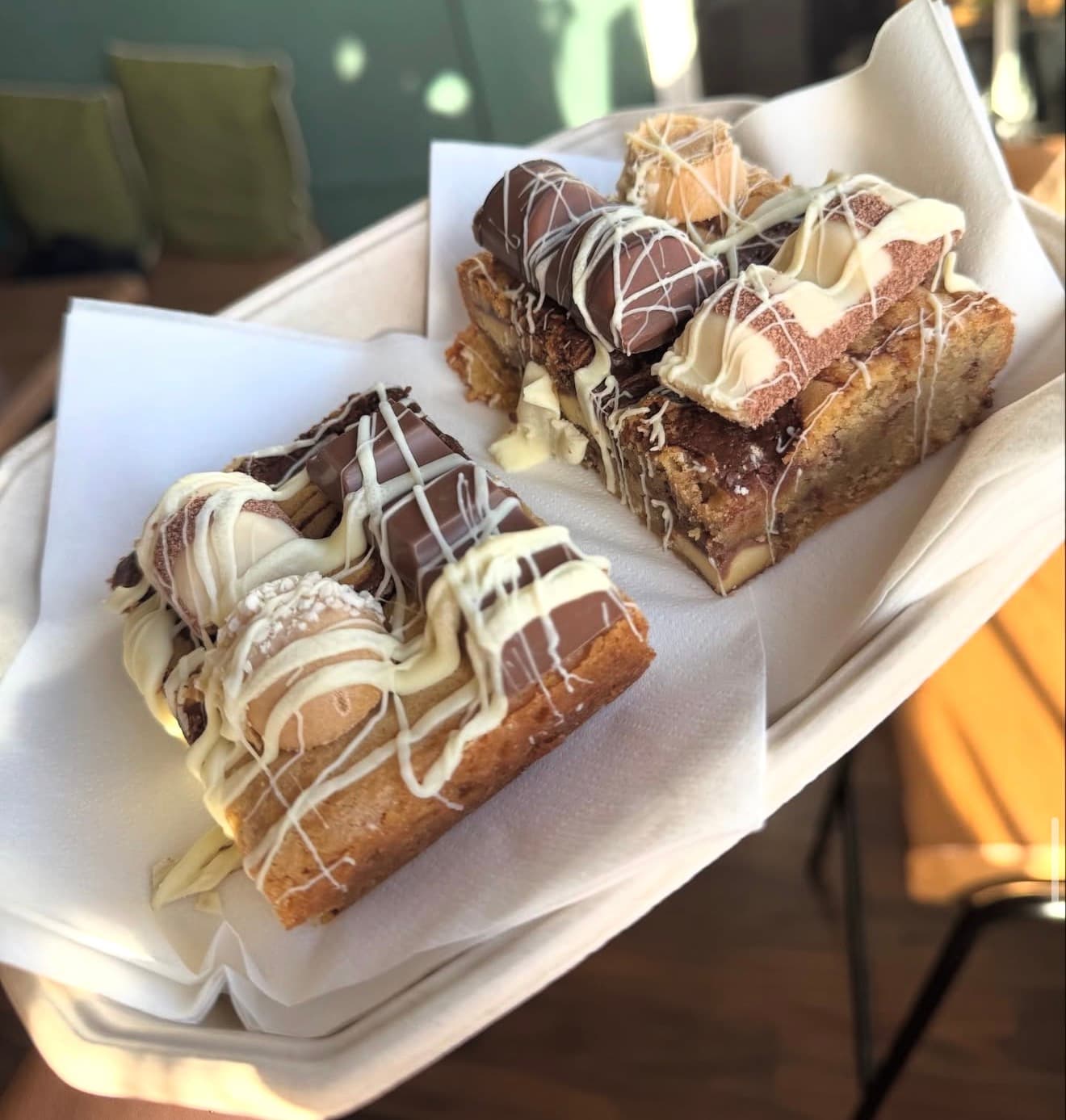 Chocolate and biscuit topped blondie bars