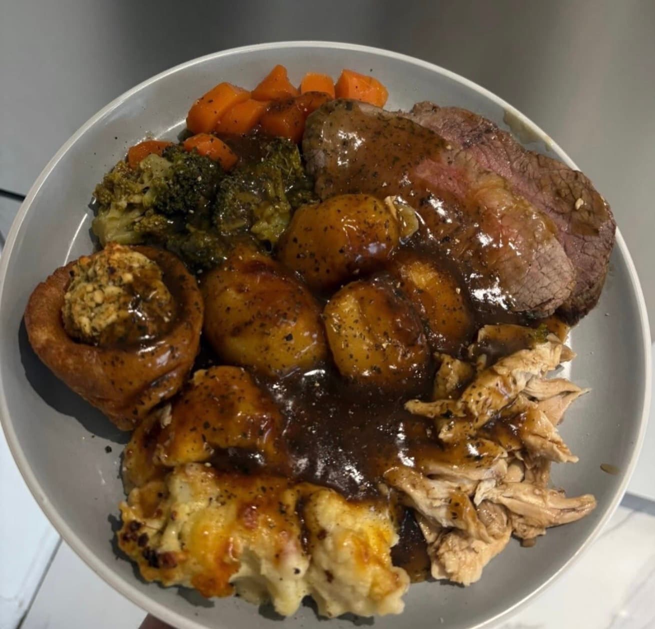 Sunday roast dinner plate